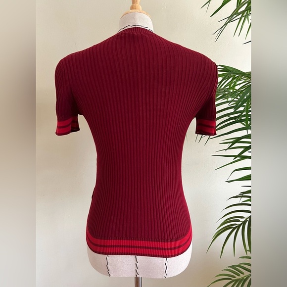 Rag & Bone Red Ribbed Knit Short Sleeve Top | Size S - Picture 3 of 4